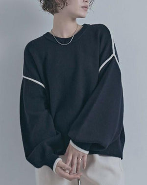 バイカラーラインニット