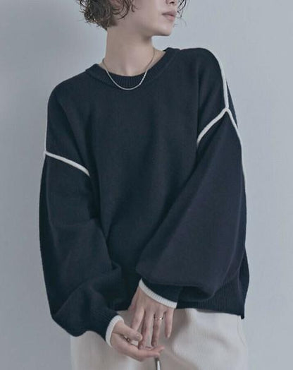 バイカラーラインニット