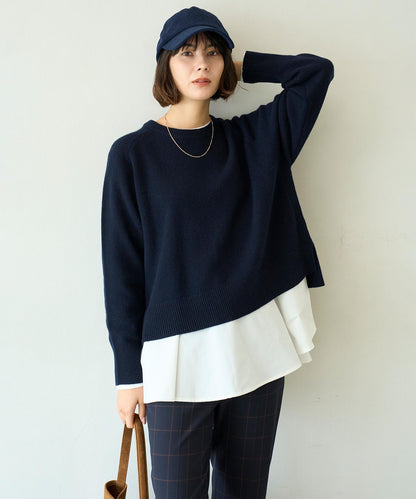 カシミヤブレンド クルーネックニット