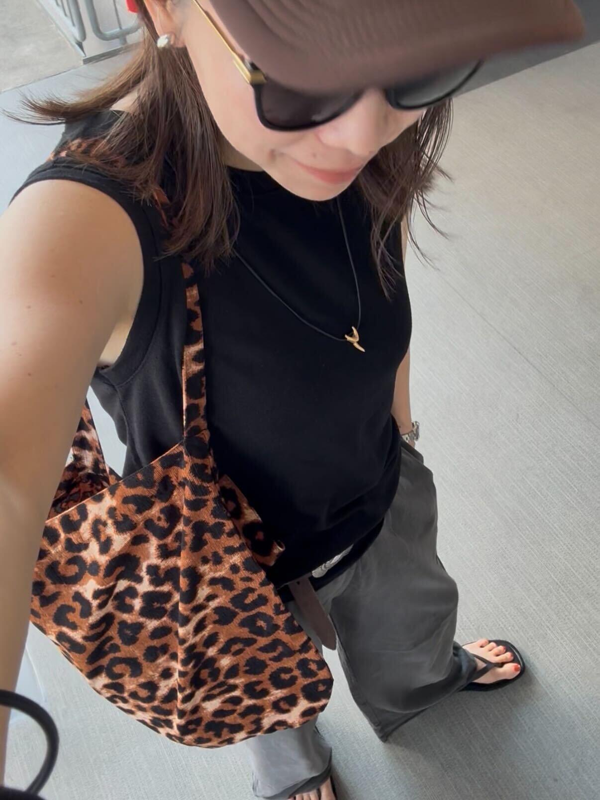 ワンハンドルレオパードトートバッグ