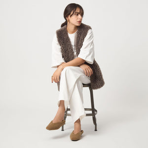 スクエア 2WAY フラットシューズ（ベージュ）