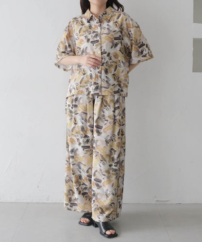 ペインティングフラワーイージーパンツ