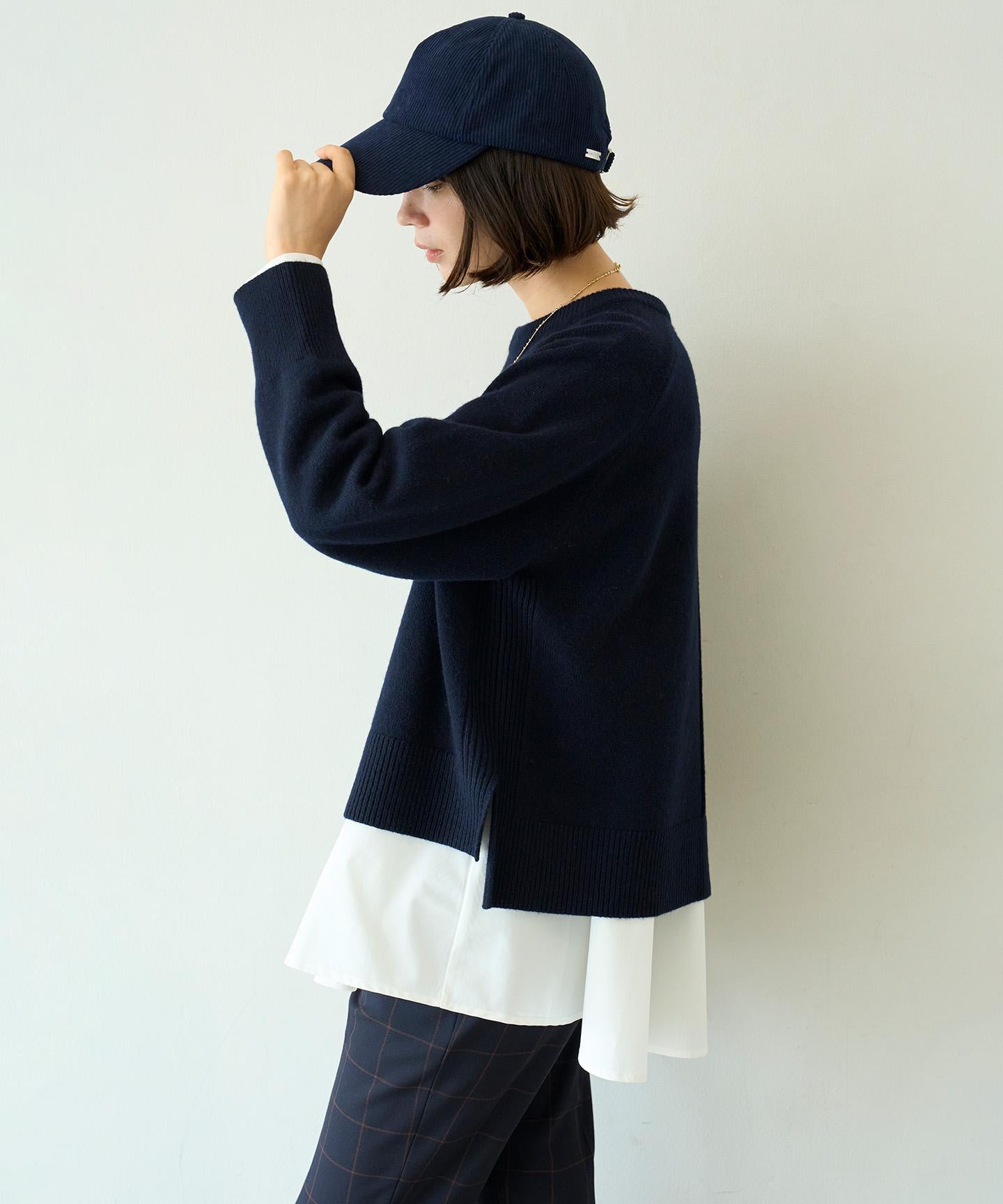 カシミヤブレンド クルーネックニット