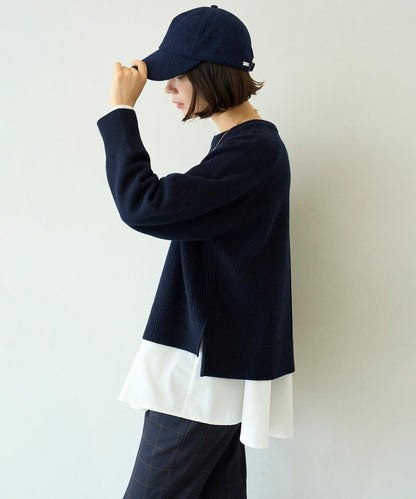 カシミヤブレンド クルーネックニット