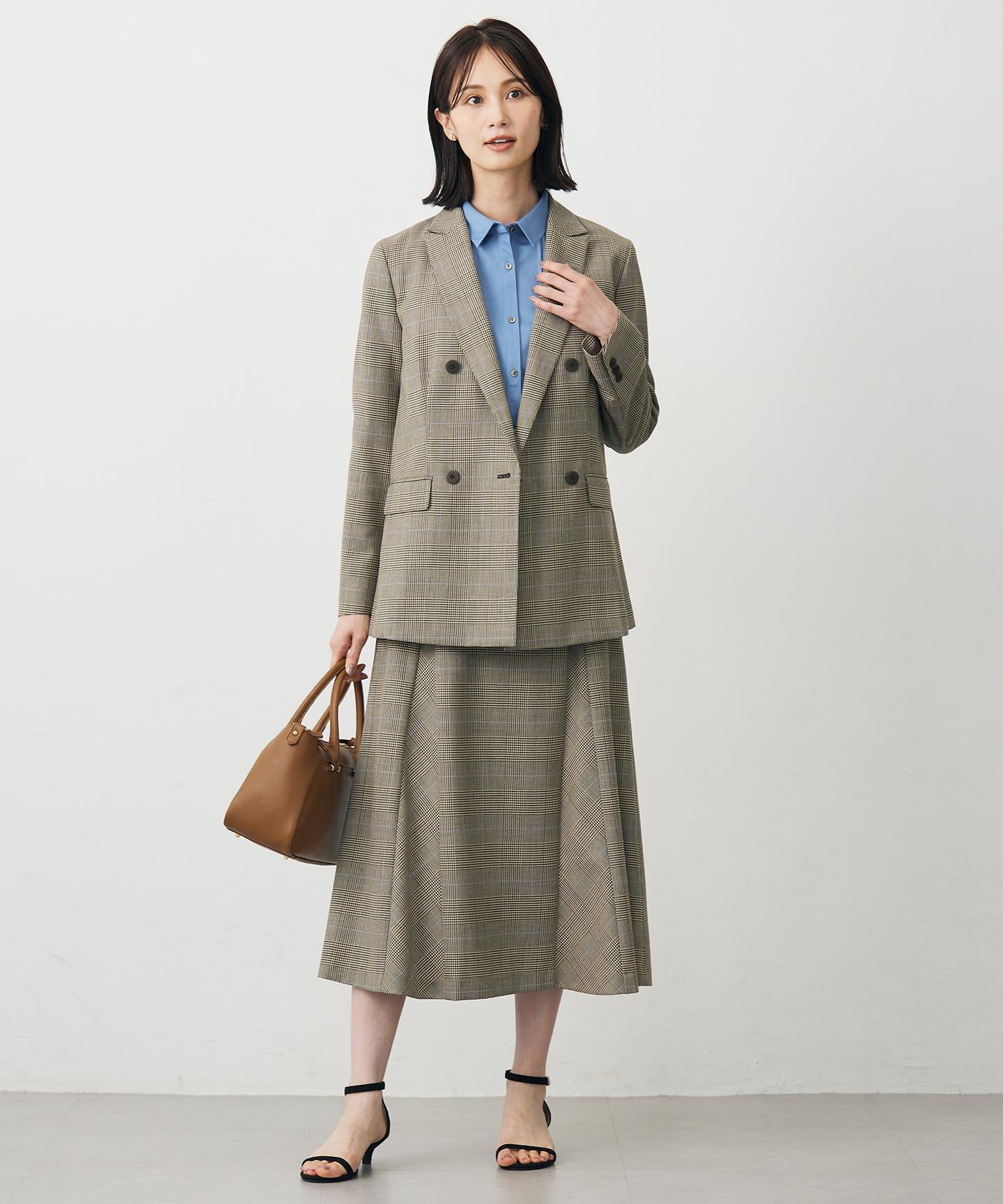 モナベールツイル チェック ダブル ジャケット