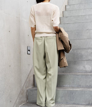 透かし柄編み5分袖ニット