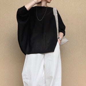 リネンざっくりニットケープ