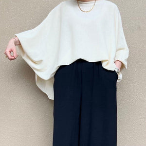 リネンざっくりニットケープ