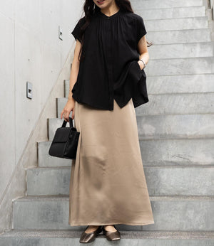 とろみバンドカラーブラウス