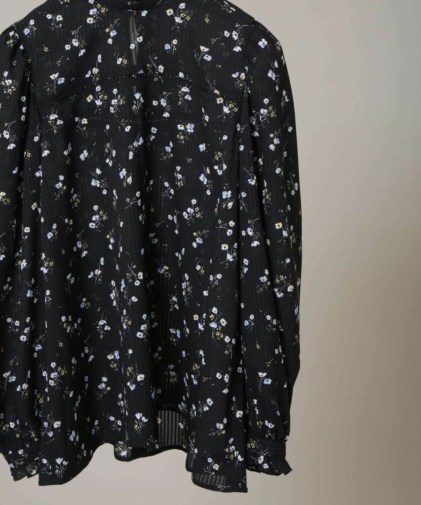 フラワープリントスタンドフリルブラウス(セットアップ可)