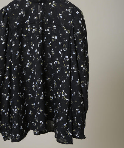 フラワープリントスタンドフリルブラウス(セットアップ可)