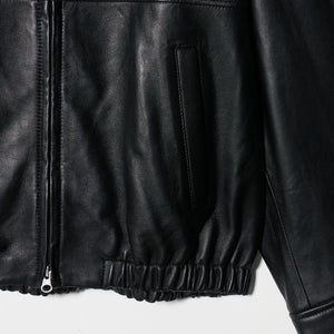 シープレザー ノーカラージップブルゾン