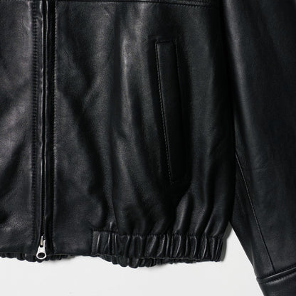 シープレザー ノーカラージップブルゾン