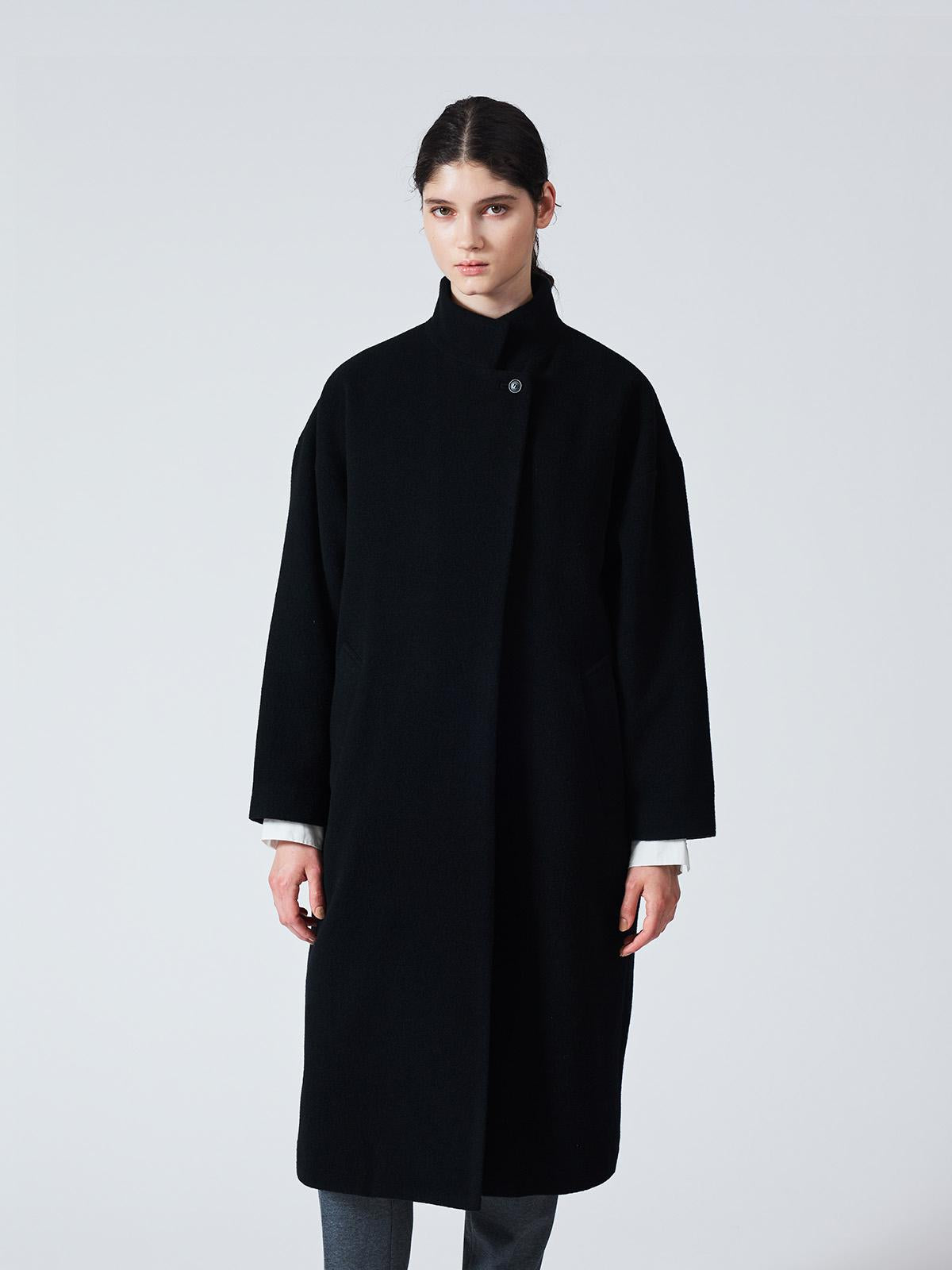 mizuiro ind ウールブレンドスタンドカラーコート