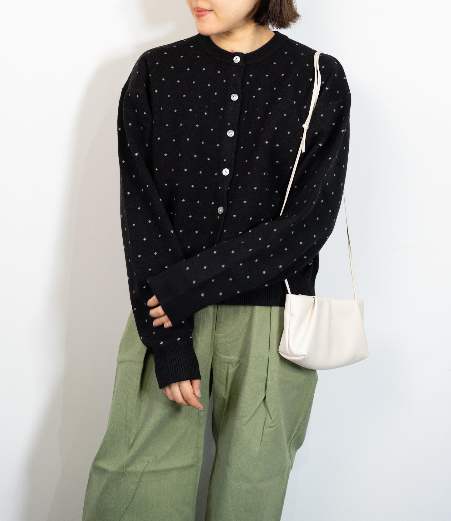 ドットニットブルゾンカーディガン
