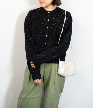 ドットニットブルゾンカーディガン
