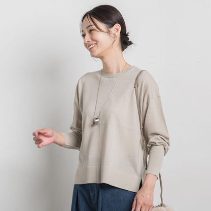 【WEB限定】ベーシックウールクルーネックニット≪洗える≫