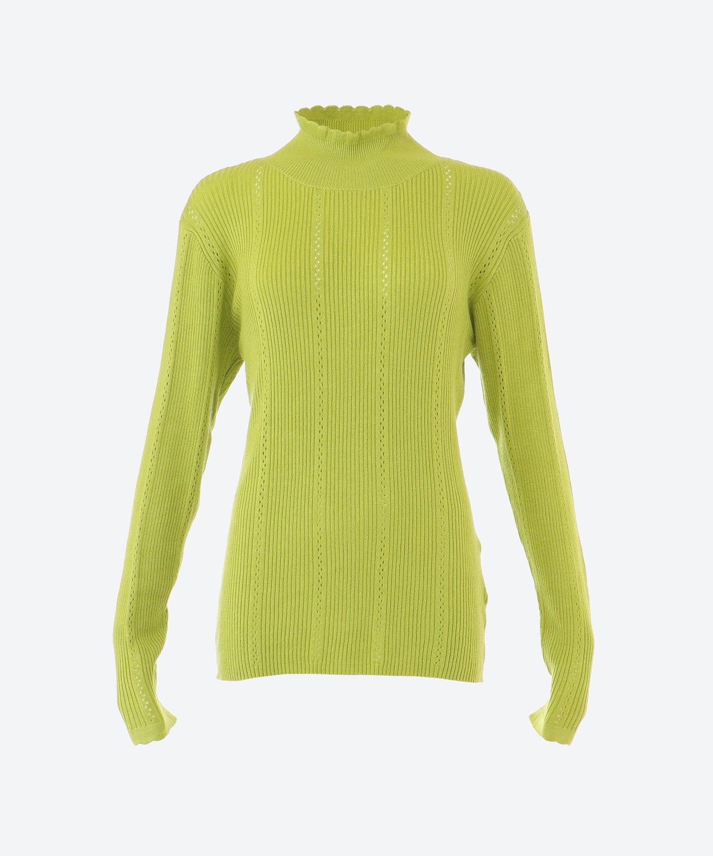 透かし柄ハイネックニット