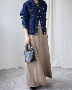 微光沢サテンナロースカート