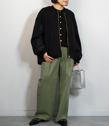 キルティング切替ノーカラーコート