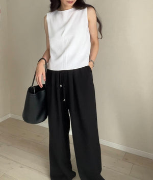 リネンブレンド ストレートイージーパンツ