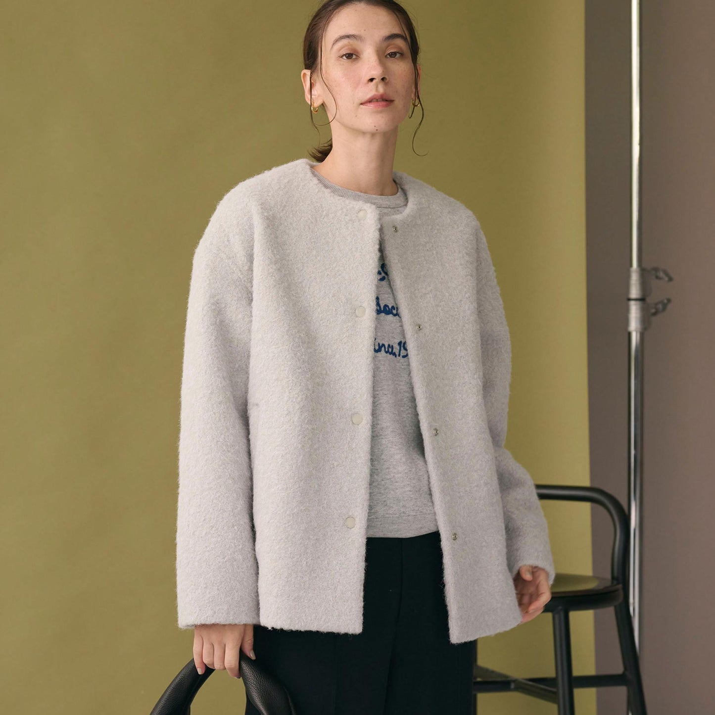 ブークレ ノーカラーブルゾン