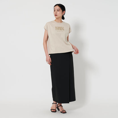 コットン ロゴプリント フレンチスリーブ Tシャツ