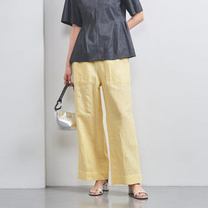 リネン パッチポケット イージーパンツ WHITE/YELLOW