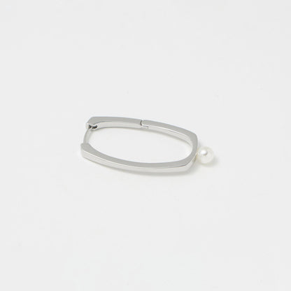 オーバルフープ&イミテーションパール ピアス