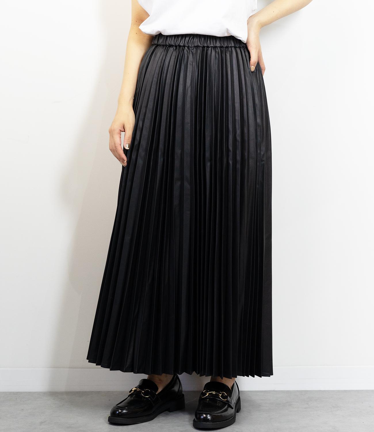 フェイクレザープリーツスカート