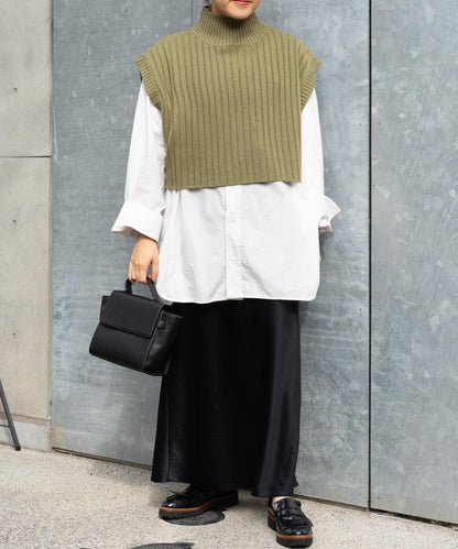 ワイドリブハイネックショートベスト