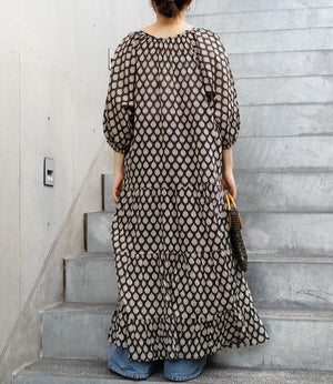 プリントティアードスキッパーワンピース