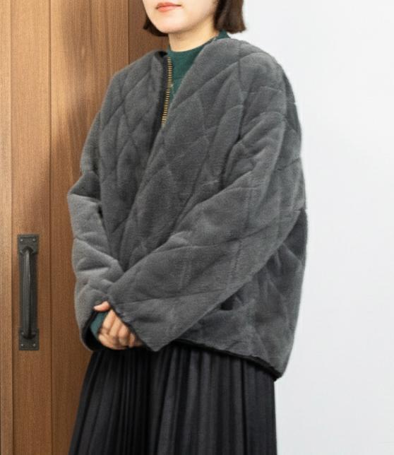 リバーシブルファーキルティングアウター