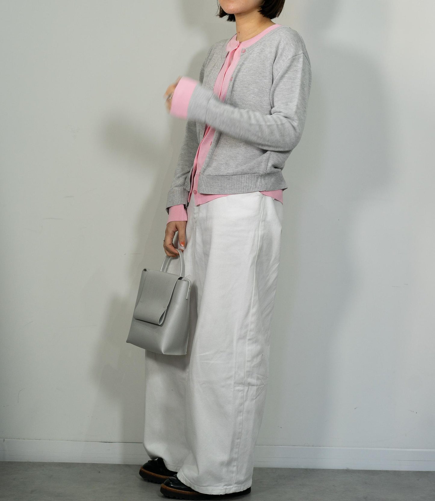 レイヤード風バイカラーカーディガン