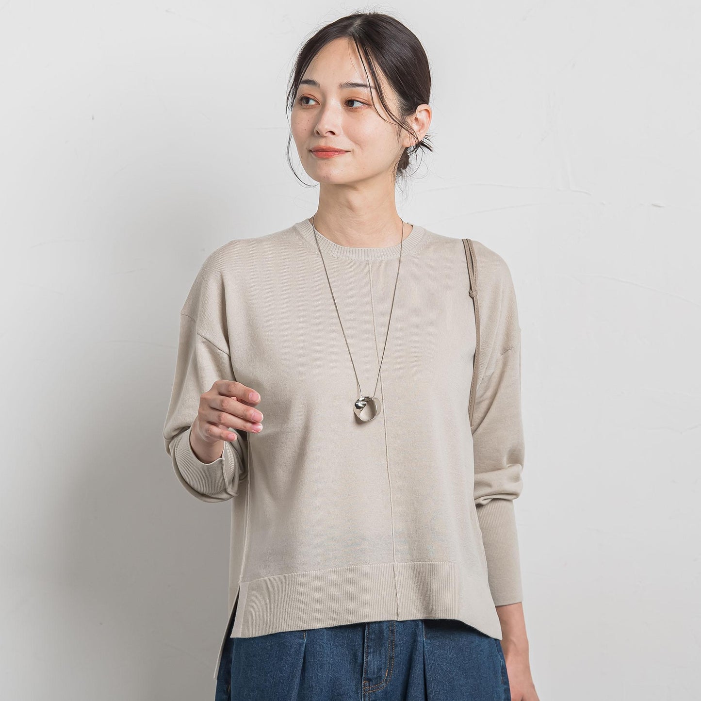 【WEB限定】ベーシックウールクルーネックニット≪洗える≫