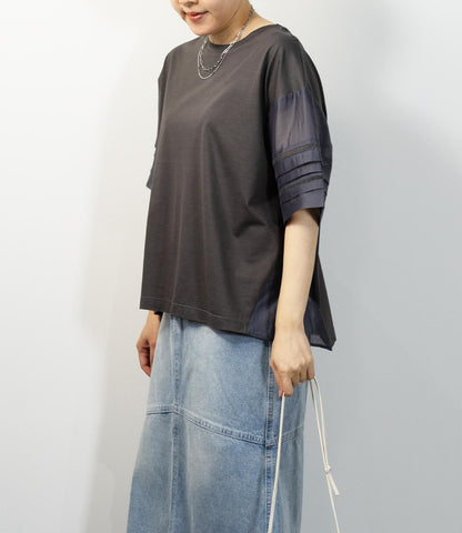 はしごレースシルケットカットソー