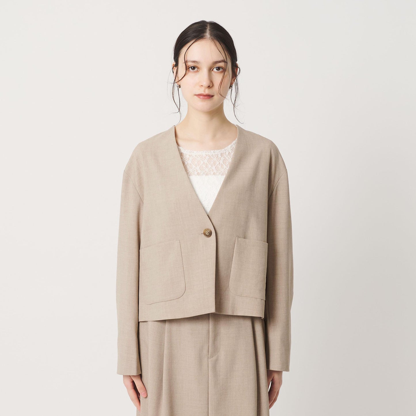 ポリエステルブレンド カラーレス ショートジャケット