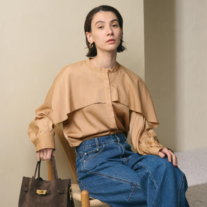 【WEB限定 Wardrobe DAILY MINIMAL】フリルレイヤーブラウス ウォッシャブル