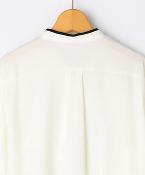 ウォッシャブルストレッチジョーゼットボウタイ風ブラウス