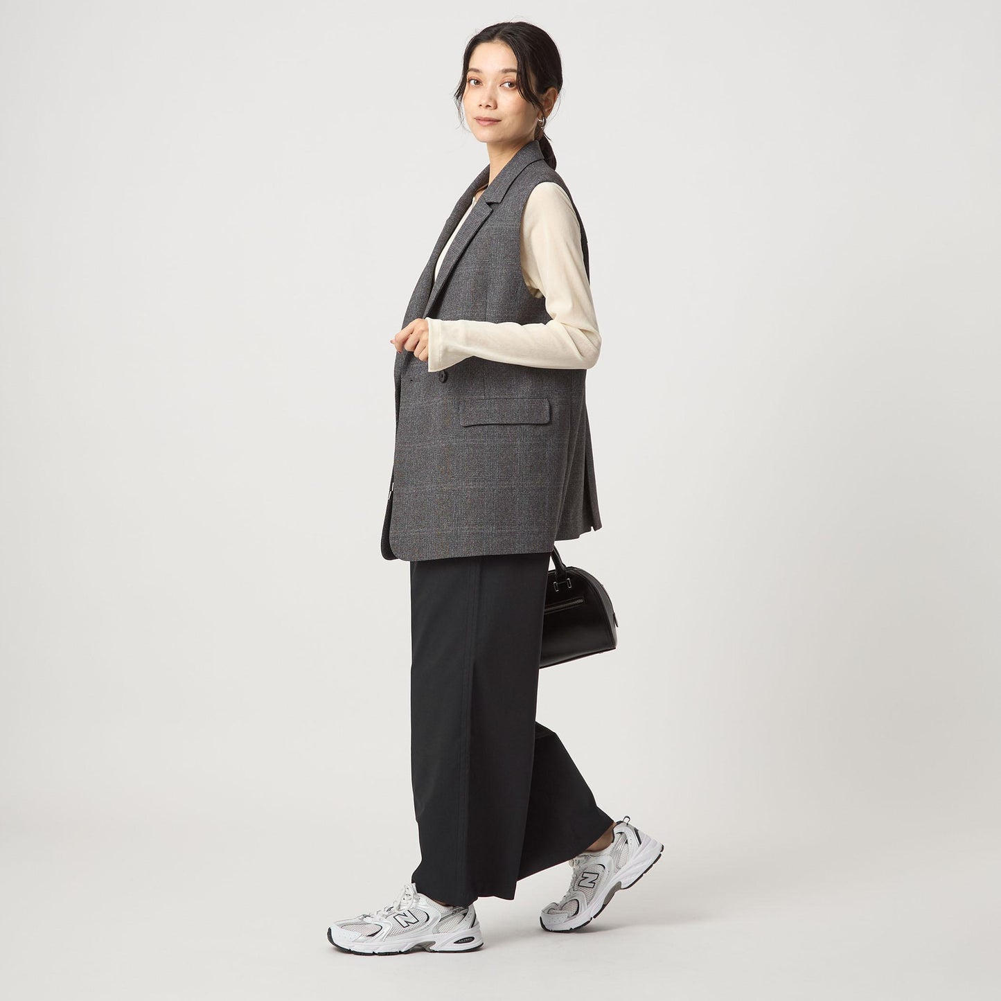 ツイードライク ジレ マシンウォッシャブル 帯電防止