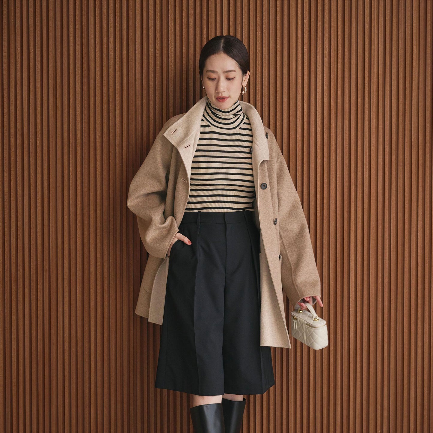 バイカラー リバー Aライン コート