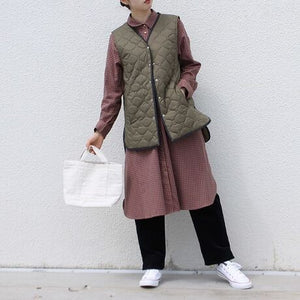 キルティングロングベスト