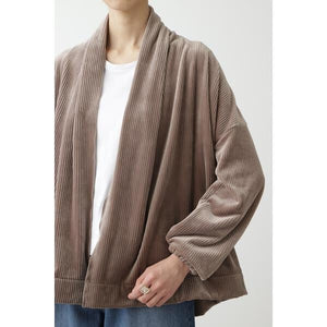 コーデュロイボンバーフーデッドカーディガン