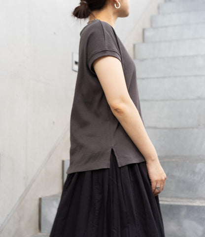 ミニリブフレンチスリーブトップス