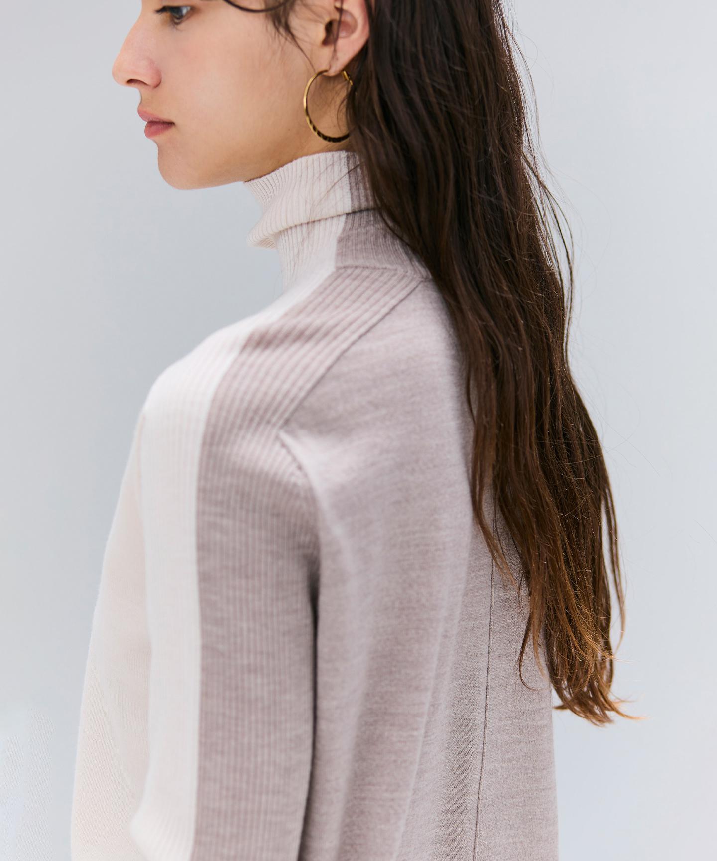 LA MONNAIE / バイカラーウールタートルニット