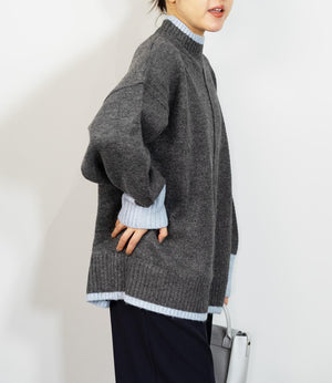 バイカラーハイネックニット