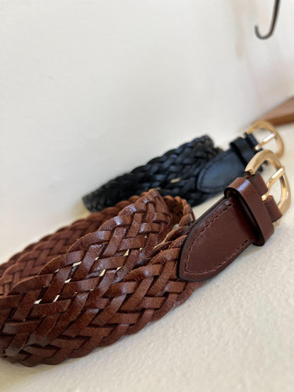 レザーメッシュベルト（茶.黒）