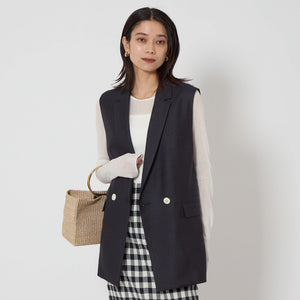 リネンライク ジレ -マシンウォッシャブル・ストレッチ-