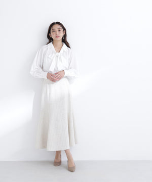 スキッパーリボンタイブラウス