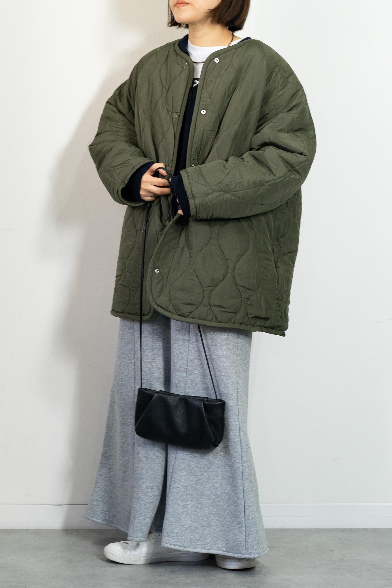 リバーシブルボアキルティングノーカラーアウター